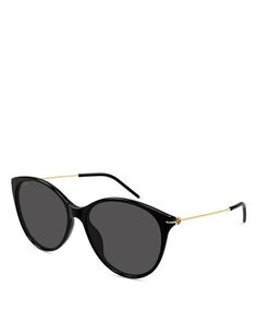 Солнцезащитные очки Kering Skinny Specs «кошачий глаз», 58 мм Gucci, цвет Black