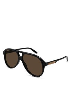 Архивные данные Солнцезащитные очки-пилоты, 59 мм Gucci, цвет Black