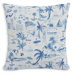 Декоративная подушка из пляжного туалетного белья со вставкой из перьев, 20 x 20 дюймов Cloth &amp; Company, цвет Blue