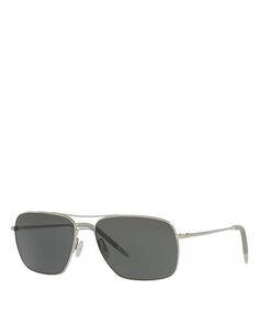 Прямоугольные солнцезащитные очки Clifton, 58 мм Oliver Peoples, цвет Silver