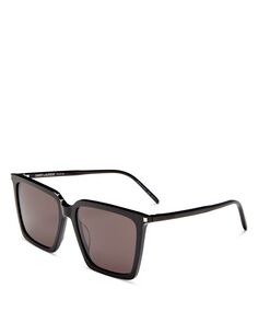 Квадратные солнцезащитные очки, 56 мм Saint Laurent, цвет Black
