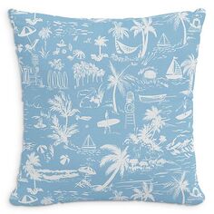 Декоративная подушка из пляжного туалетного белья со вставкой из перьев, 20 x 20 дюймов Cloth &amp; Company, цвет Blue