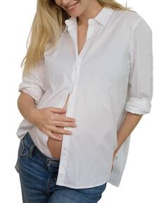 Классическая рубашка на пуговицах для кормящих мам и беременных HATCH Collection, цвет White