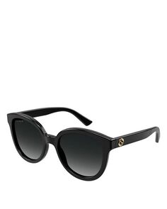 Одноцветные круглые солнцезащитные очки 80-х годов, 54 мм Gucci, цвет Black