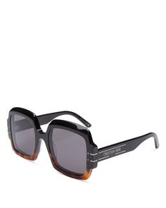 Круглые солнцезащитные очки DiorSignature S1U, 55 мм DIOR, цвет Black