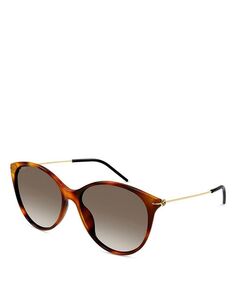 Солнцезащитные очки Kering Skinny Specs «кошачий глаз», 58 мм Gucci, цвет Brown