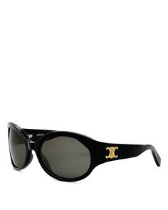 Овальные солнцезащитные очки Triomphe, 62 мм CELINE, цвет Black