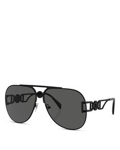 Твердые солнцезащитные очки-пилоты, 63 мм Versace, цвет Gray