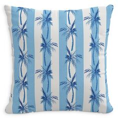 Декоративная подушка Cabana Stripe Palms, 18 x 18 дюймов Cloth &amp; Company, цвет Blue