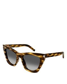 Солнцезащитные очки «кошачий глаз» Kate Fashion Icons, 55 мм Saint Laurent, цвет Brown