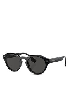 Круглые солнцезащитные очки, 50 мм Burberry, цвет Black