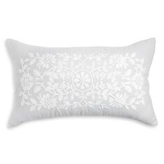 Декоративная подушка с цветочной вышивкой, 14 x 24 дюйма Sky, цвет Gray