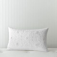 Декоративная подушка с цветочной вышивкой, 14 x 24 дюйма Sky, цвет White