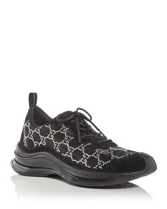Женские кроссовки для бега с кристаллами GG Gucci, цвет Black