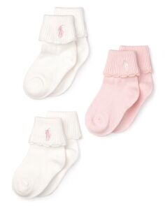 Носки с фестонами для девочек Ralph Lauren, 3 пары — для малышей Ralph Lauren, цвет Multi