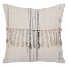 Декоративная подушка с украшением в льняную полоску, 20 x 20 дюймов Surya, цвет Multi