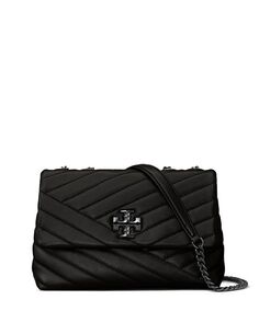 Маленькая кожаная сумка через плечо с шевроном Kira Chevron Tory Burch, цвет Black