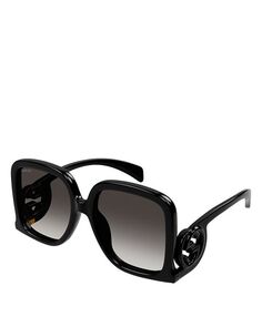 Квадратные солнцезащитные очки Chaise Lounge, 58 мм Gucci, цвет Black