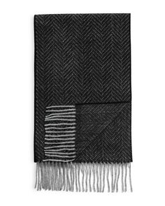 Большой кашемировый шарф с узором «елочка» The Men&apos;s Store at Bloomingdale&apos;s, цвет Black