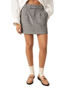 Хлопковая мини-юбка в стиле поп-преппи Free People, цвет Gray