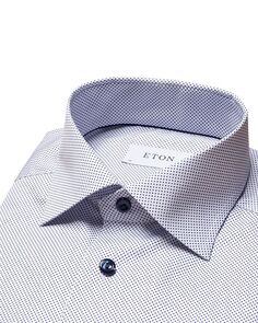 Рубашка узкого кроя в горошек с подписью Eton, цвет White