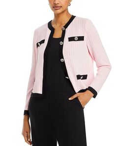 Вязаная куртка с люверсами и контрастной отделкой Misook, цвет Pink