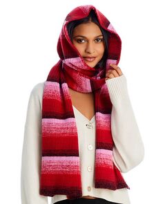 Ombré Jacquard шарф с капюшоном AQUA, цвет Red
