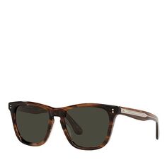 Солнцезащитные очки Lynes квадратные, поляризационные, 55 мм Oliver Peoples, цвет Brown