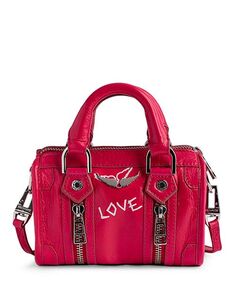 Миниатюрная кожаная сумка Sunny Nano с винтажным эффектом Zadig &amp; Voltaire, цвет Red