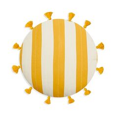 Круглая декоративная подушка Cabana Stripe с кисточками Anchal, цвет Yellow