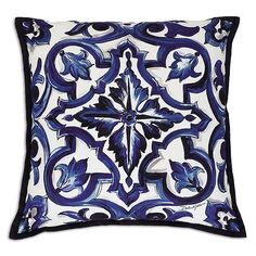 Холщовая подушка Dolce&amp;Gabbana Casa Blue Mediterraneo, 24x24 дюйма Dolce &amp; Gabbana, цвет Blue