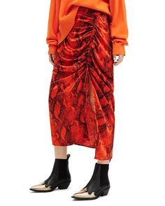 Юбка Carla Tahoe со сборками ALLSAINTS, цвет Orange