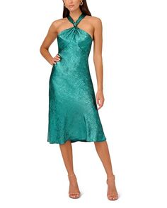 Шифоновое платье с бретельками из фольги Liv Foster, цвет Green