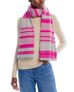 Роскошная вязаная накидка в полоску — C by Bloomingdale&apos;s Cashmere, цвет Pink