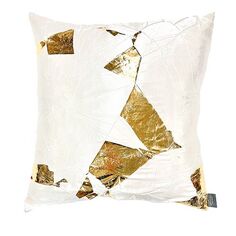 Декоративная подушка из шелка слоновой кости с золотой гранью, 20 x 20 дюймов Aviva Stanoff, цвет White