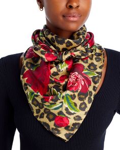 Шелковый шарф Leopard Garden Square Echo, цвет Brown