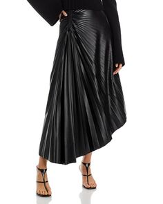 Плиссированная юбка Tracy из веганской кожи асимметричного кроя A.L.C., цвет Black