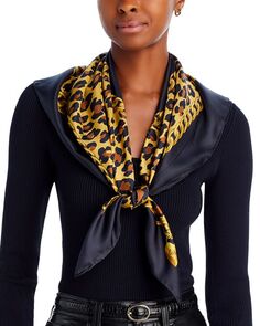 Квадратный шелковый шарф с леопардовым принтом Echo, цвет Multi
