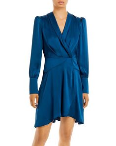 Платье-рубашка с искусственным запахом BCBGMAXAZRIA, цвет Blue
