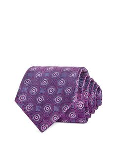 Классический шелковый галстук с большим медальоном The Men&apos;s Store at Bloomingdale&apos;s, цвет Purple