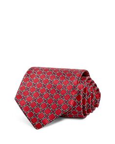 Классический шелковый галстук с медальоном-цепочкой The Men&apos;s Store at Bloomingdale&apos;s, цвет Red