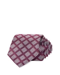 Классический шелковый галстук с квадратным медальоном The Men&apos;s Store at Bloomingdale&apos;s, цвет Red