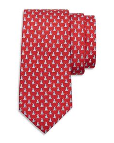 Классический шелковый галстук с принтом собаки Ferragamo, цвет Red