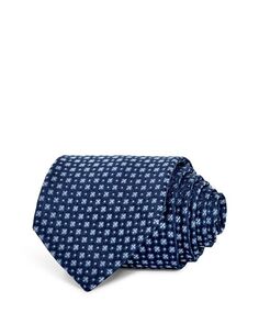 Классический шелковый галстук с цветочным медальоном The Men&apos;s Store at Bloomingdale&apos;s, цвет Blue