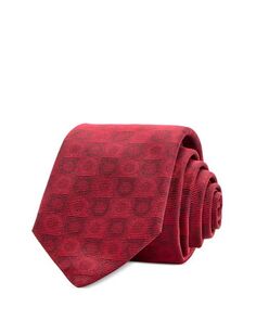 Жаккардовый шелковый галстук с принтом Gancini Ferragamo, цвет Red