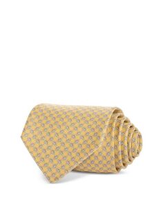 Классический шелковый галстук с черепаховым принтом Ferragamo, цвет Yellow