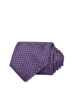 Классический шелковый галстук с медальоном в микроточку The Men&apos;s Store at Bloomingdale&apos;s, цвет Purple