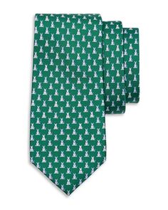 Классический шелковый галстук с принтом собаки Ferragamo, цвет Green