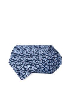 Классический шелковый галстук с принтом Gancini Ferragamo, цвет Blue