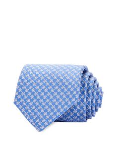 Классический шелковый галстук с черепаховым принтом Ferragamo, цвет Blue